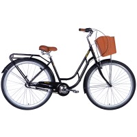 Rower ST 28" Dorozhnik RETRO piasta planetarna 3 biegi, rama-19" czarny, bagażnik tylny St, z koszem Pl, błotniki   St, 2024