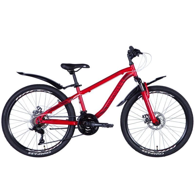 Rower ST 24" Discovery FLINT AM DD wolnobieg rama-13" czerwony (matowy), błotnikiPl 2024