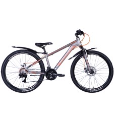 Велосипед AL 26" Discovery BASTION DD FR рама-13" сріблясто-помаранчевий (матовий) 2024 крила, крило пер., крило зад., підніжка