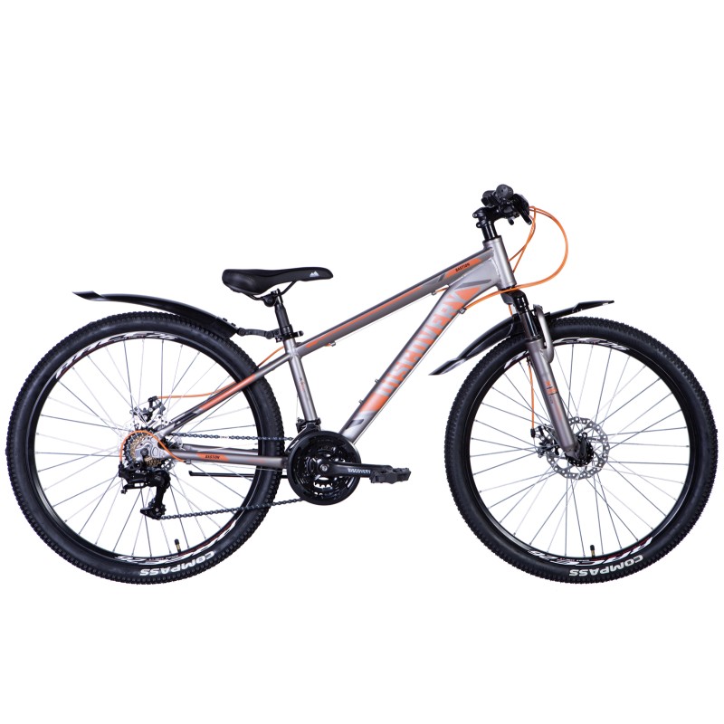 Rower AL 26" Discovery BASTION AM DD rama-13" srebrno-pomarańczowy (matowy), błotniki   Pl 2024
