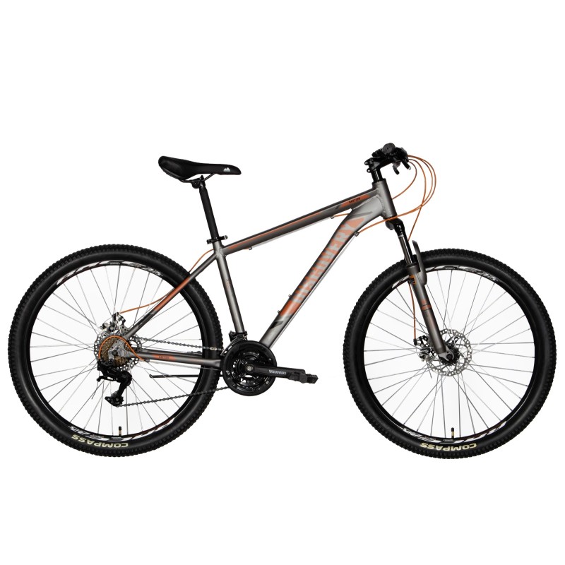 Rower AL 27.5" Discovery BASTION AM DD rama-17" srebrno-pomarańczowy (matowy), 2024