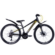 Велосипед AL 24" Discovery QUBE DD рама-11,5" чорно-жовтий (матовий) 2024 крила, крило пер., крило зад., підніжка