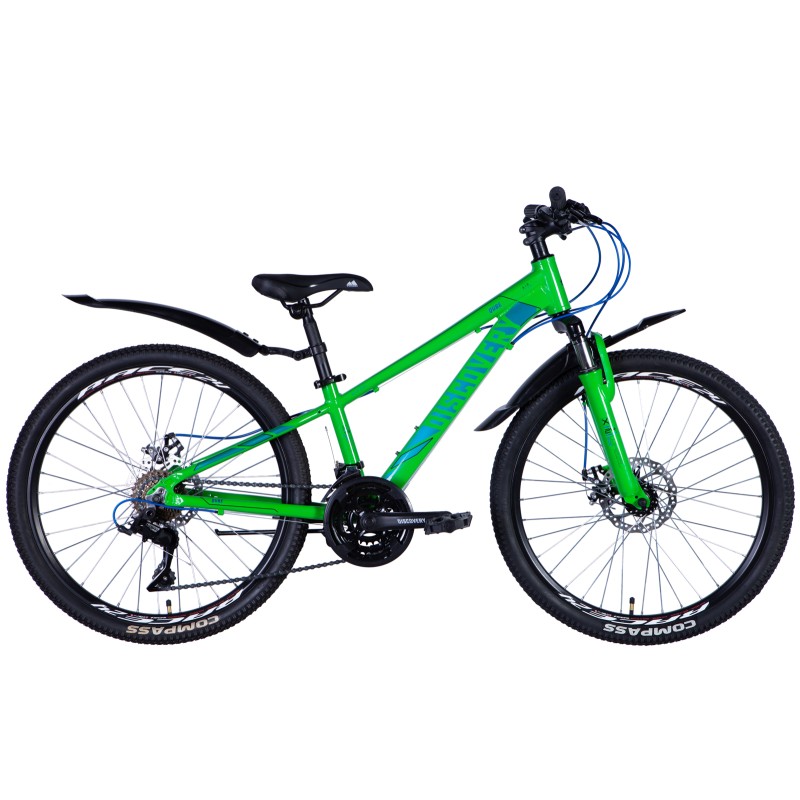 Rower AL 24" Discovery QUBE DD rama-11,5" zielony-niebieski, błotniki  Pl 2024