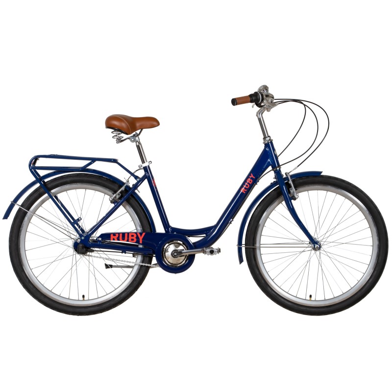 Rower AL 26" Dorozhnik RUBY piasta planetarna 3 biegi, rama-17" ciemny niebieski, bagażnik tylny St, błotniki   St, 2022