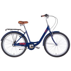 Велосипед AL 26" Dorozhnik RUBY планет. рама-17" темно-синій з багажником зад St, з крилом St 2022 SHIMANO NEXUS