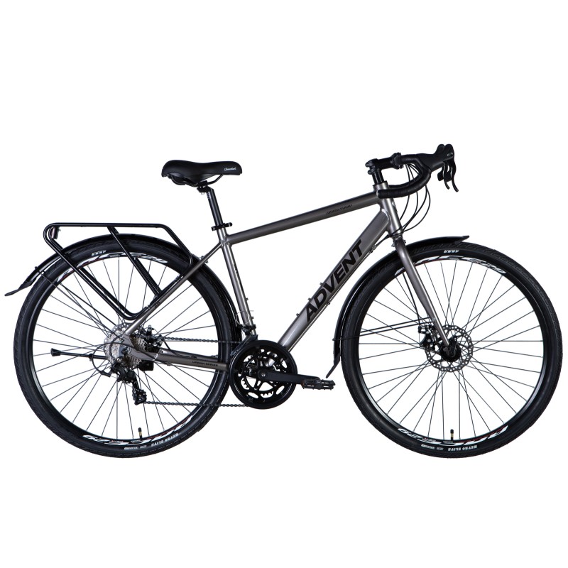 Rower AL 28" Dorozhnik ADVENT DD kaseta, rama-19,5" metaliczny szary, bagażnik tylny St, błotniki   Pl 2024