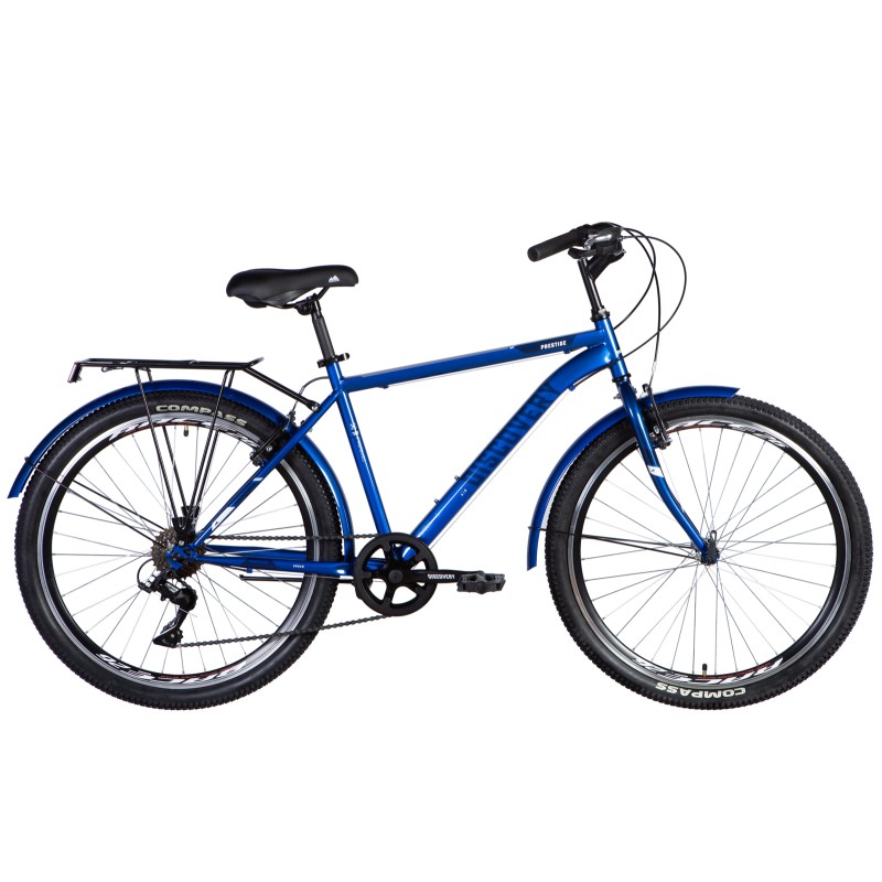 Rower ST 26" Discovery PRESTIGE MAN Vbr rama-18" niebieski, bagażnik tylny St, błotniki   St, 2024 , 19,7