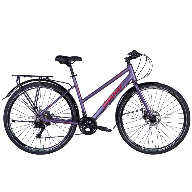 Rower AL 28" Dorozhnik GRANAT W DD kaseta, rama-20" kolor lawendowy (matowy), bagażnik tylny St, błotniki   Pl 2024