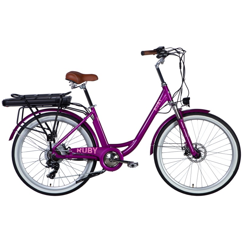 Rower elektryczny 26" AL Dorozhnik RUBY DD FR rama-17" 36V 17.5Ah 250W purpurowy YS 7809 2025