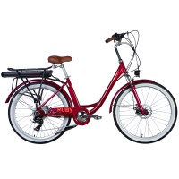 Велосипед з електроприводом 26" AL Dorozhnik RUBY DD FR рама-17" 48B 12.5А*г 250Вт бордовий YS 7496 2025