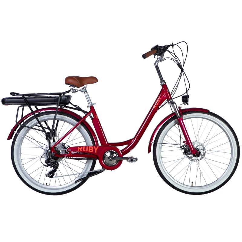 Велосипед з електроприводом 26" AL Dorozhnik RUBY DD FR рама-17" 48B 12.5А*г 250Вт бордовий YS 7496 2025