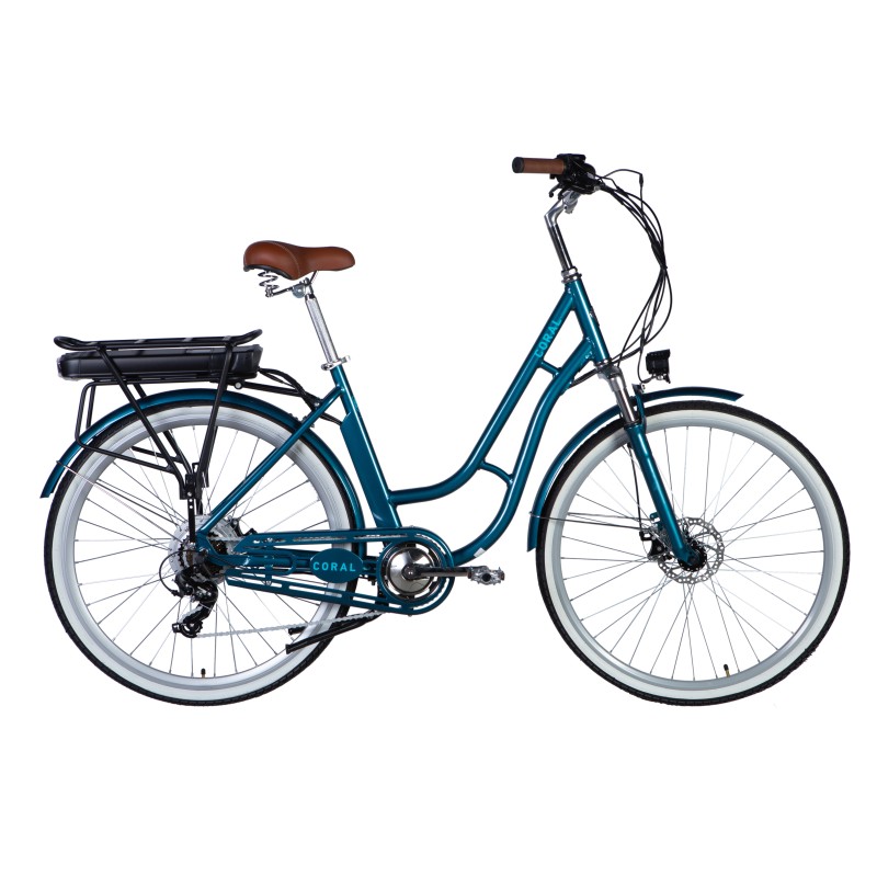 Велосипед з електроприводом 28" AL Dorozhnik CORAL  DD FR рама-19" 36B 12.5А*г 250Вт темно-бірюзовий YS 767 2025