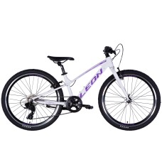 Rower AL 24" Leon JUNIOR Vbr CS rama-12" biały z fioletowym 2025