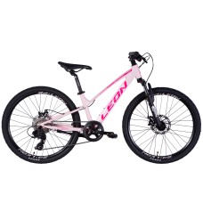 Rower AL 24" Leon JUNIOR DD CS rama-12" różowy z malinowym 2025