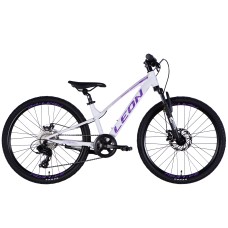 Rower AL 24" Leon JUNIOR DD CS rama-12" biały z fioletowym 2025
