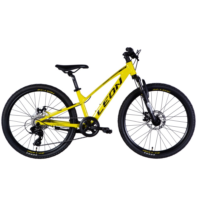 Rower AL 24" Leon JUNIOR DD CS rama-12" żółty z czarnym 2025