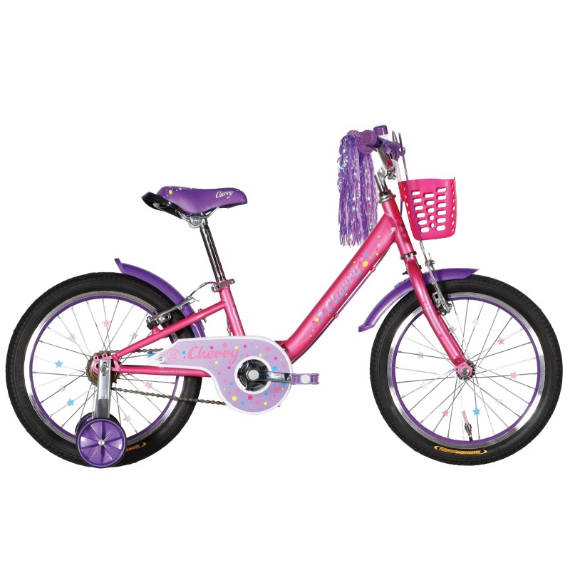 Велосипед ST 18" Formula CHERRY Vbr рама-9" рожевий з бузковим 2024 крила, дзвоник, корзина