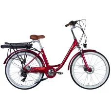 Велосипед з електроприводом 26" AL Dorozhnik RUBY DD FR рама-17" 48B 12.5А*г 250Вт бордовий YS 7496 2025
